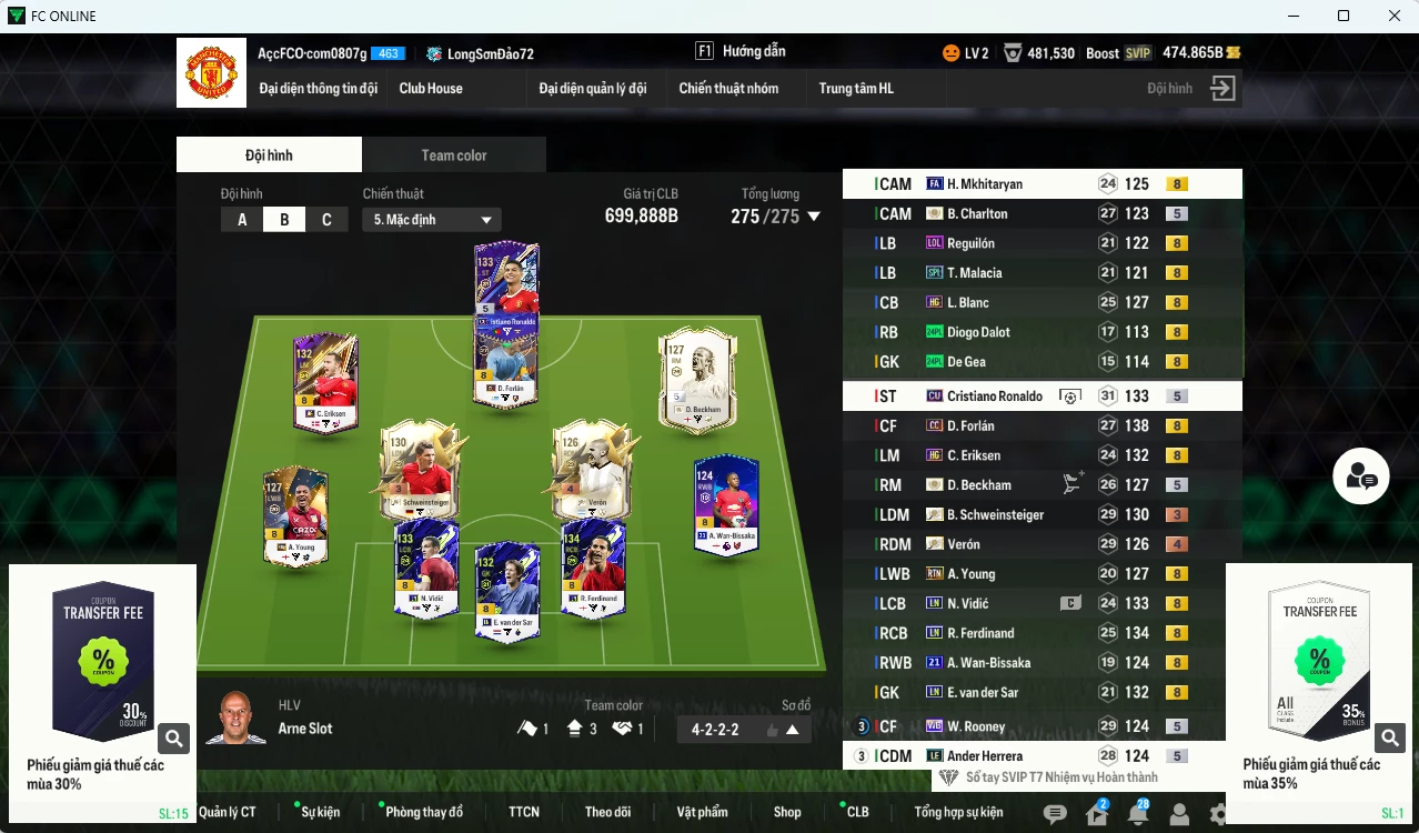 [ACC Rẻ🔥] Man Utd. 699.880b có Forlán CC, CR7 CU, Schweinsteiger ITM+3, Verón ITM+4, Vidic LN, Blanc HG, Ferdinand LN, Beckham ICON, Mkhitaryan FA, Herrera LE, Rooney WB... HLV Xịn